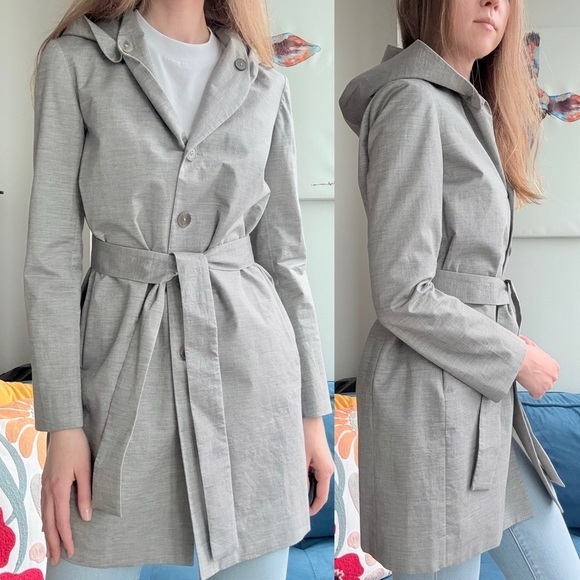 Jil Sander Gray Italy Long Sleeve Button Trench Coat IT 34 US XXS (00) - Picture 1 of 10